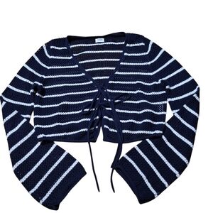 Cotton On Womens XL Double Tie Cardigan Sweater Nautical Preppy Beachy Open Knit